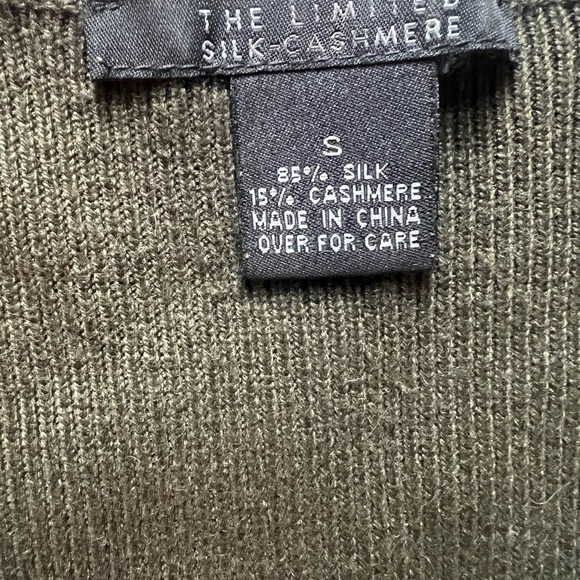 90s The Limited Silk & Cashmere Cardigan Suze Small but Big Impact in Olive - Picture 3 of 5
